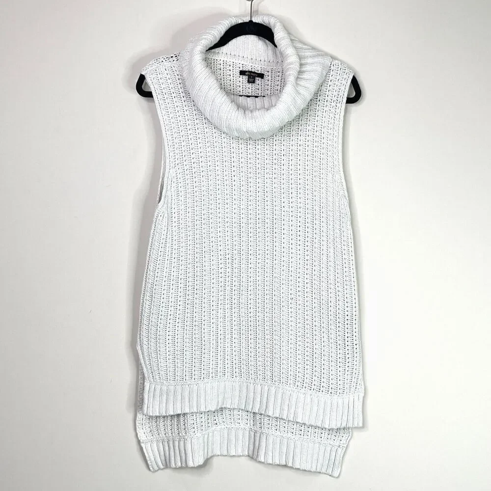 Ella Moss White Sleeveless Cowl Neck Sweater